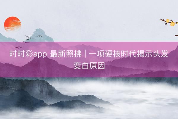 時(shí)時(shí)彩app 最新照拂 | 一項(xiàng)硬核時(shí)代揭示頭發(fā)變白原因